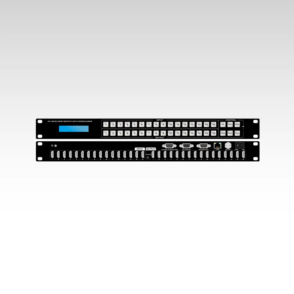 4K2K HDMI 16×16 Matrix Switcher with APP/WEB/IR Remote control, EDID management and 3.5mm audio out